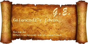 Gelencsér Edvin névjegykártya